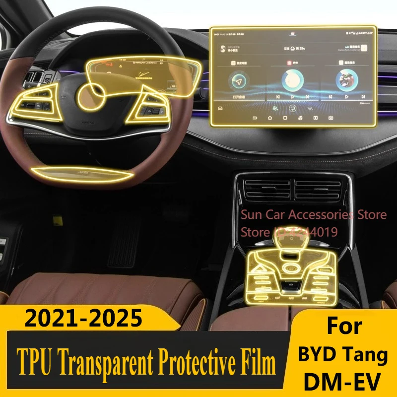 

Для BYD Tang DM-EV 21-25, специальный экран, центральное управление, внутренняя наклейка, защитная пленка из ТПУ, модифицированные аксессуары для салона автомобиля