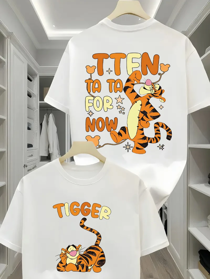 

Disney Tigger Graphic T-Shirt Women Men Fashion Casual Summer Crew Neck Short Sleeve Sports Loose Top