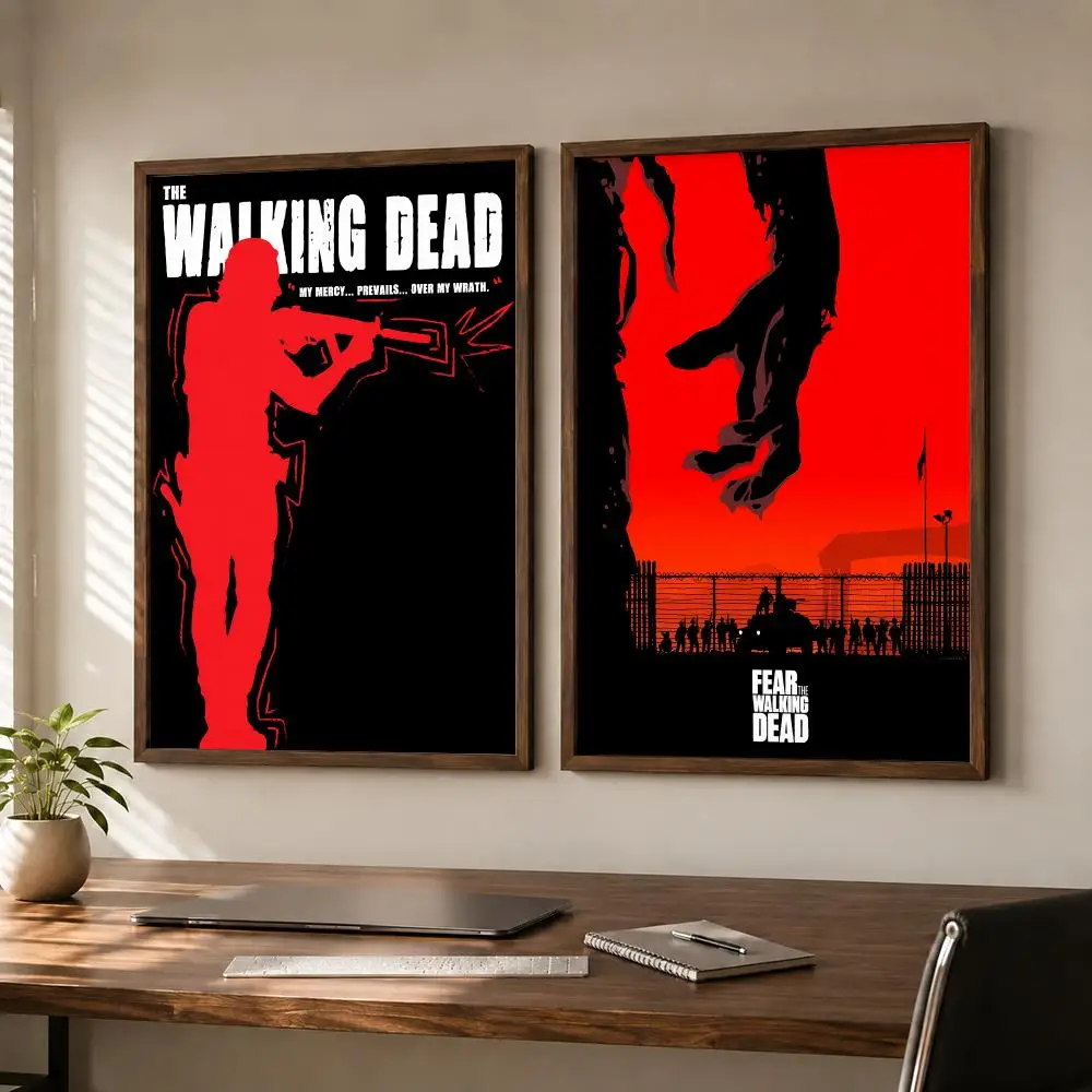 Zombie Drama The Walking Dead Poster Self-adhesive Waterproof Paper Sticker Art Coffee House Bar Room Wall Decor