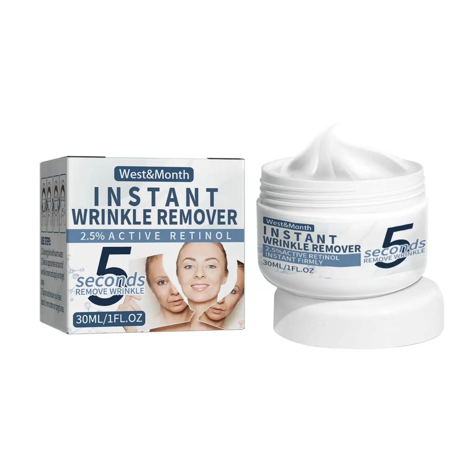 Crème anti-déformable instantanée pour le visage, anti-âge, raffermissant, lifting, ligne de décoloration, soins de la peau fine, cosmétiques hydratants, 5 secondes, X7C3