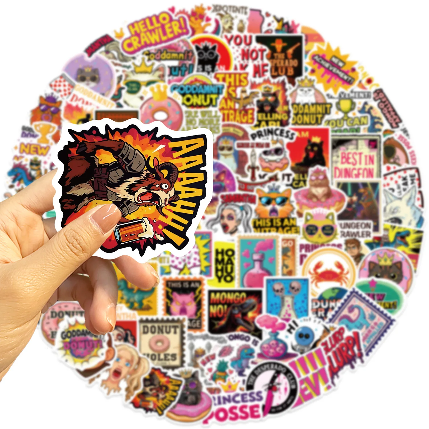 100 Stück Princess Donut Dungeon Crawler Carl Aufkleber für Laptop, Scrapbook, Gepäck, Gitarre, Helm, DIY Graffiti Ästhetische Sticker