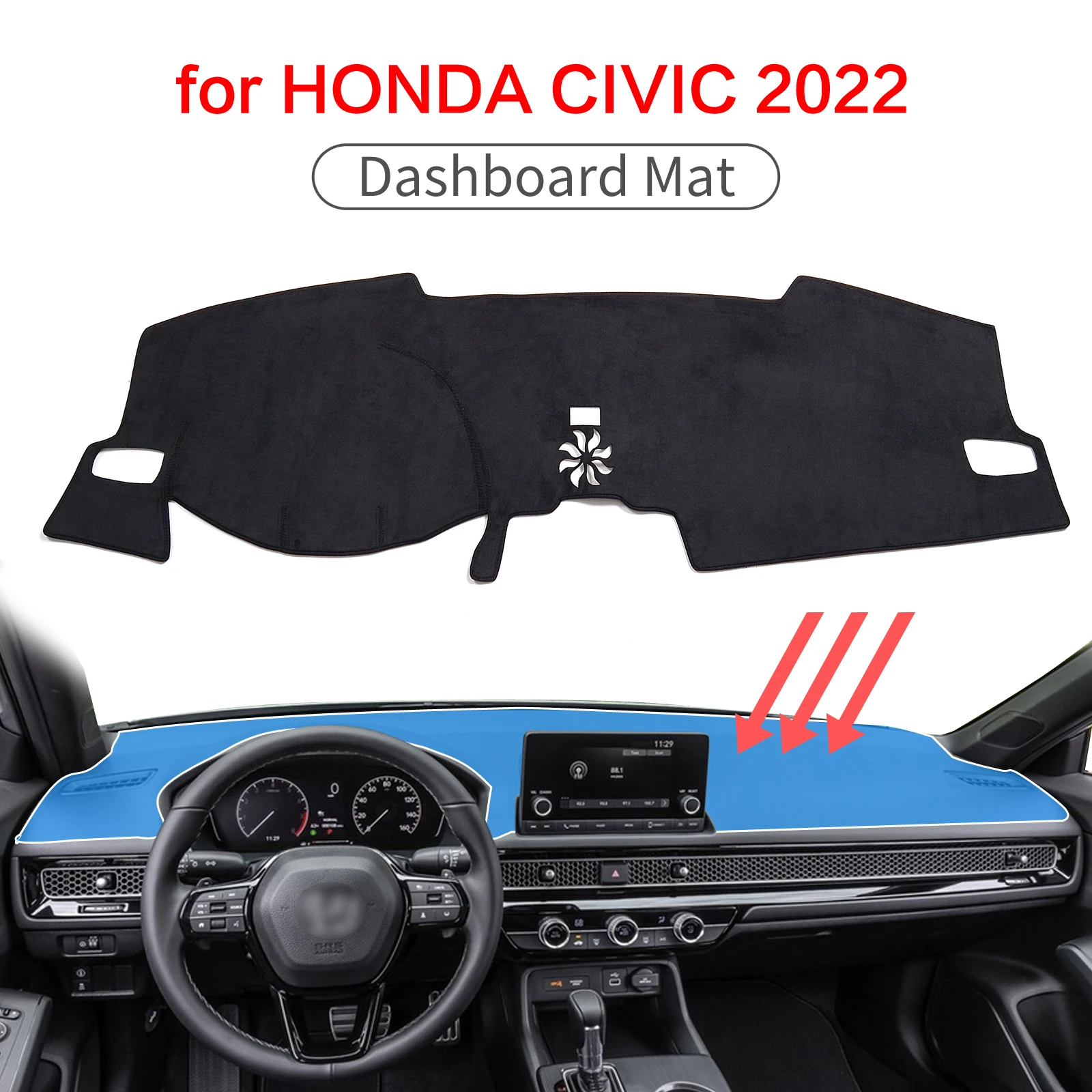 

Car Dashboard Mat for Honda CIVIC 2016-2021 Sunshade Protective Carpet Dash Mat Dashmat Accessories