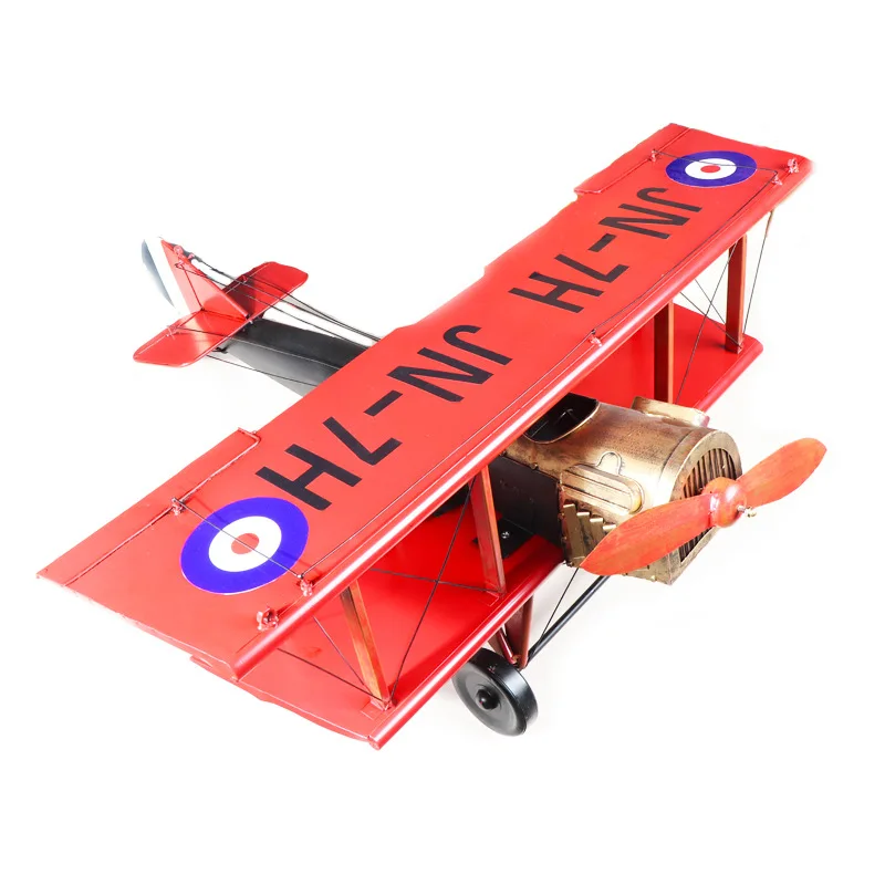 Retro high quality double wing aircraft model iron handicraft home ornament wholesale iron