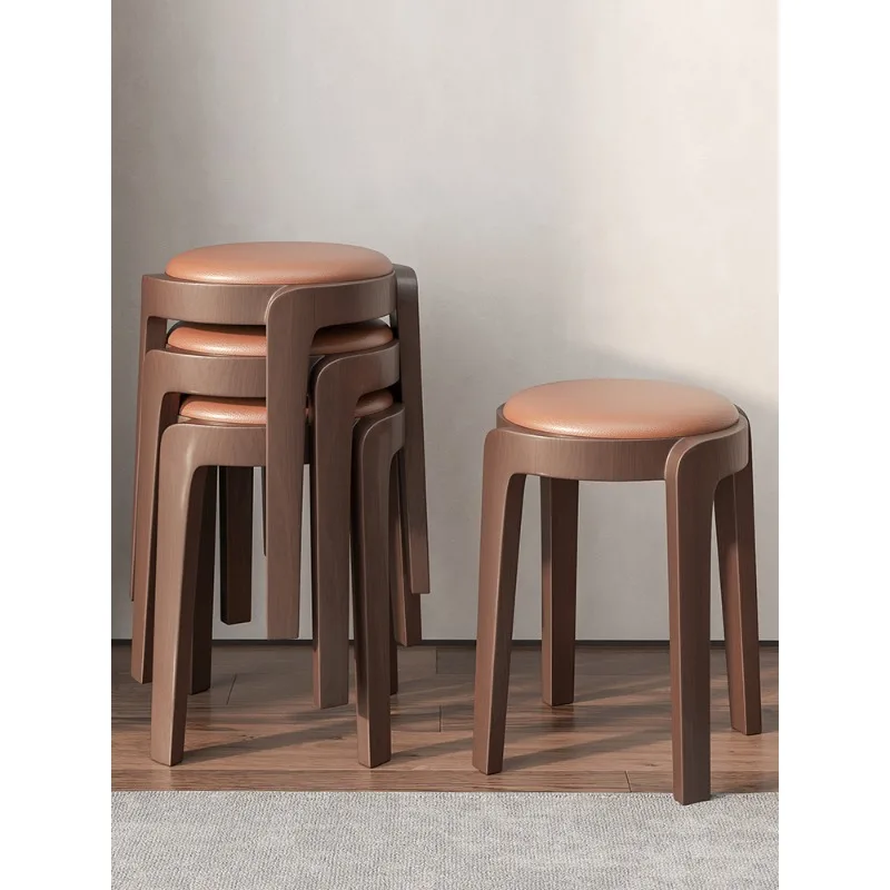 

Dining table spare stool modern simple chair living room can be stacked household solid wood