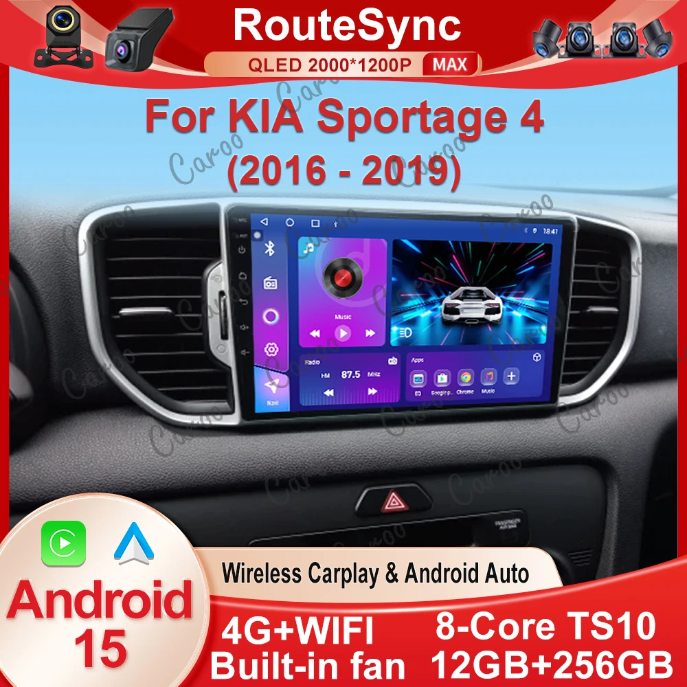 Radio Multimedia para Auto con Android 15 para KIA Sportage 4 2016 2017 2018 2019, Carplay Inalámbrico, Android Auto, Qualcomm, Estéreo para Auto, 4G Wifi