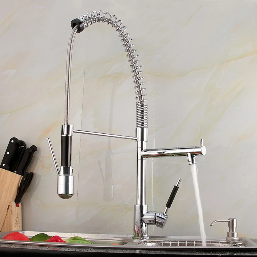 BAKALA  LED kitchen faucet pull out sink mixer   swivel taps sprayer head Pull Down faucet LH-8081