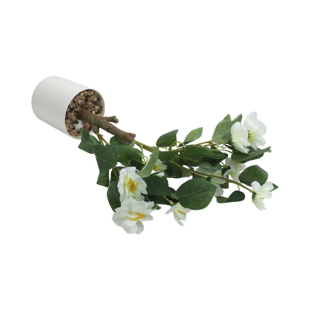 Artificial camellia plant 42cm with plastic for decorating office For home areas designed for easy placement and no care