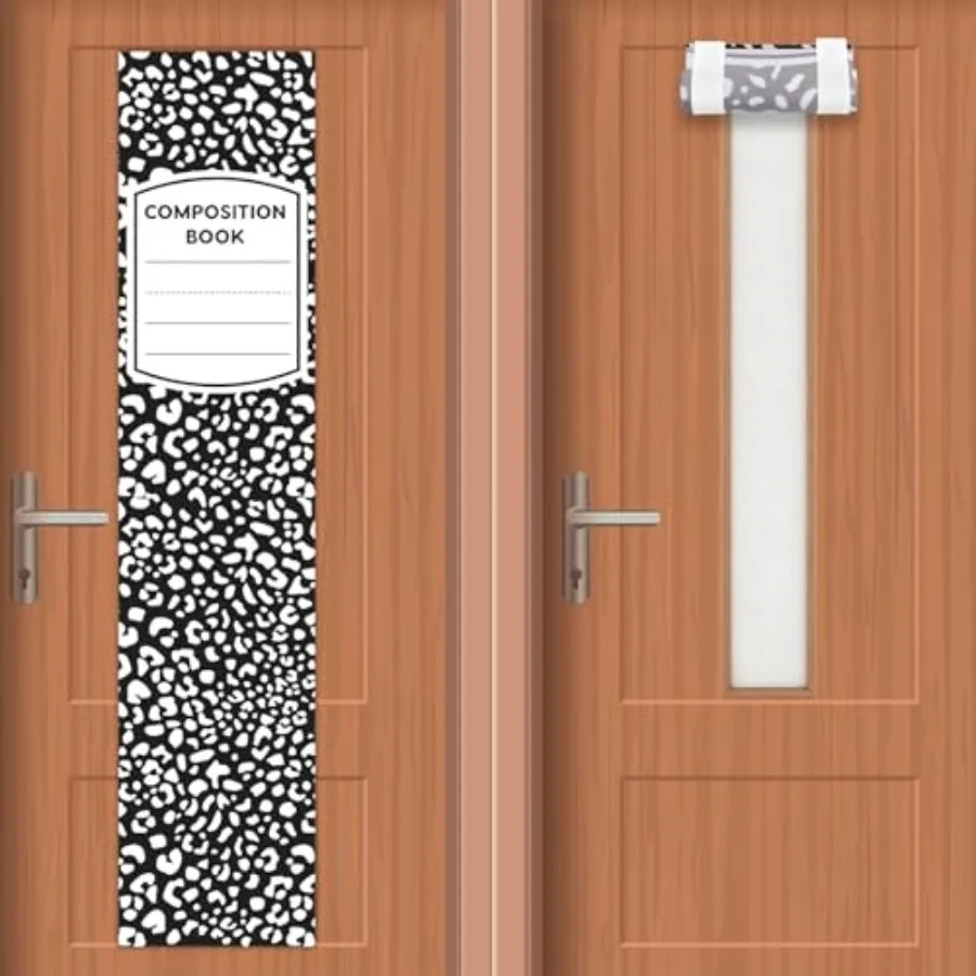 

2 Pack Composition Notebook Classroom Door Window Curtains Back to School Classroom Door Decoration for Locking Curtains for Gl