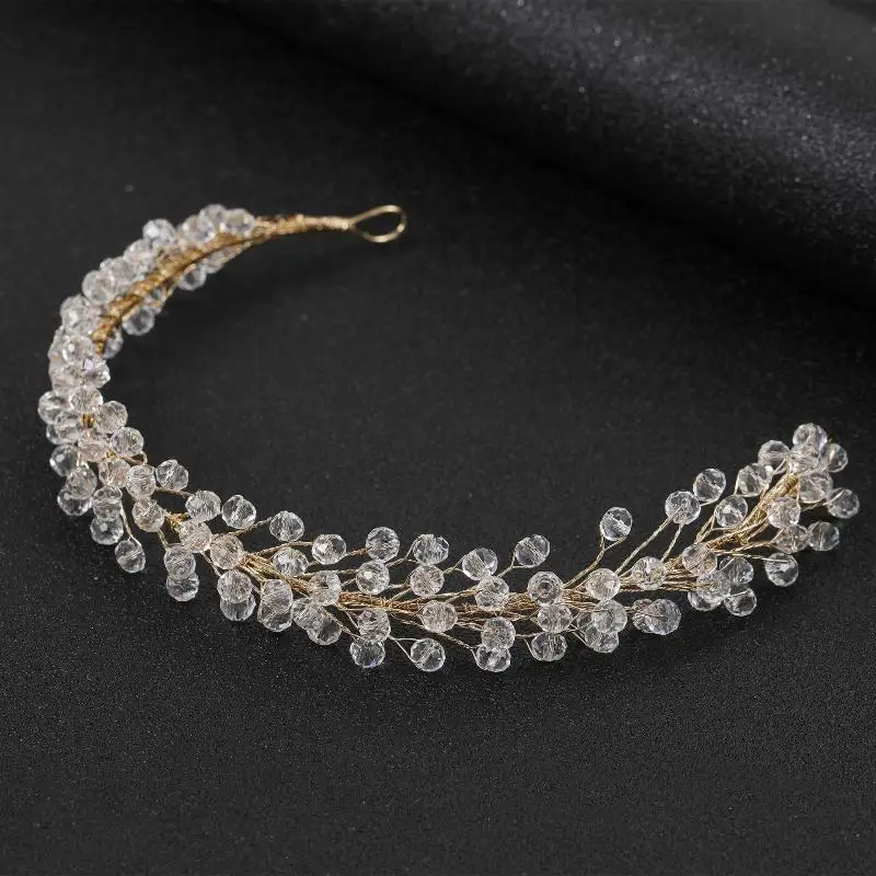 Luxury Handmade Pearl Bridal Headpiece Sparkling Crystal Chain Hairband Perfect Gift for Wedding Bridal Shower Party