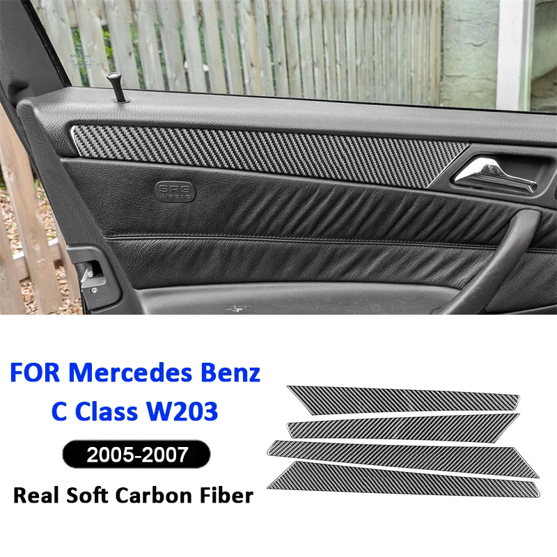 

For Mercedes Benz C Class W203 2005-2007 Carbon Fiber Car Door Armrest Panel Trim Strips Decorative Modification Sticker