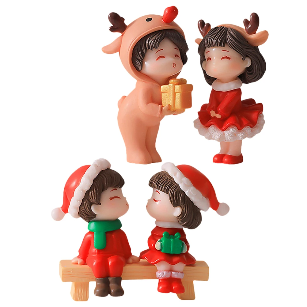Weihnachten Paar Ornamente Mini Figur Handwerk PVC Bräutigam Liebhaber Home Office Landschaftsbau Schmücken Weihnachten DIY Liefert