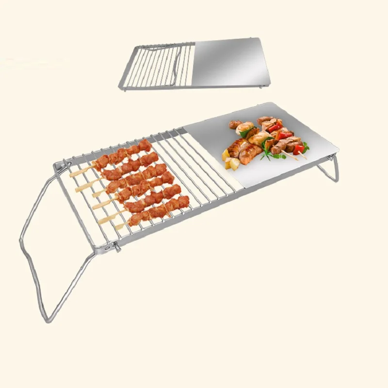 

Portable Stainless Steel Grill Trips, Outdoor Camping Supplies, Ultralight, Collapsible, Dual Purpose, Picnic Equipment