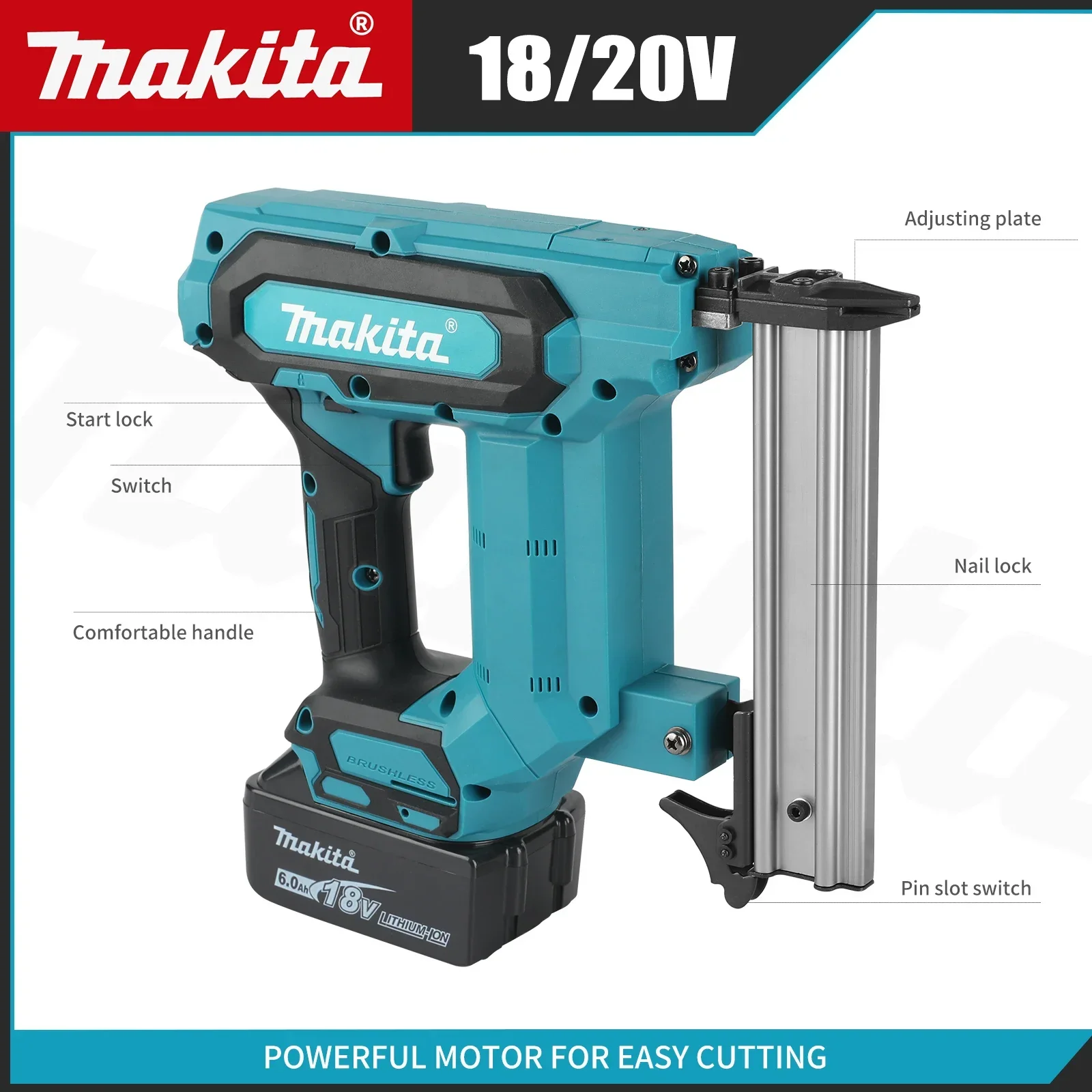 F30 Straight Nails Staple Gun,18V Cordless Electric Impact Nail Gun,Riveting Gun,Carpentry Tools For Makita 18V Battery Pins