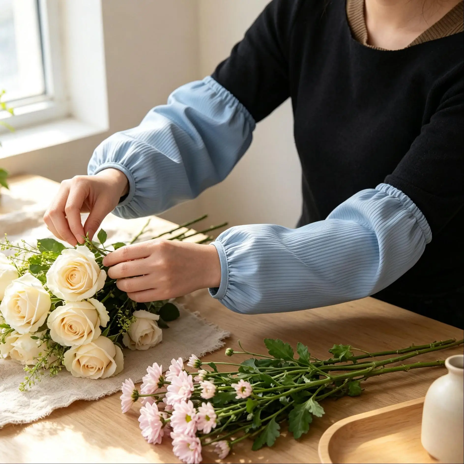 High Grade Polyester Arm Sleeves with Water Repellent Stain Resistant Easy Wipe for Kitchen Office School Craft Daily Use