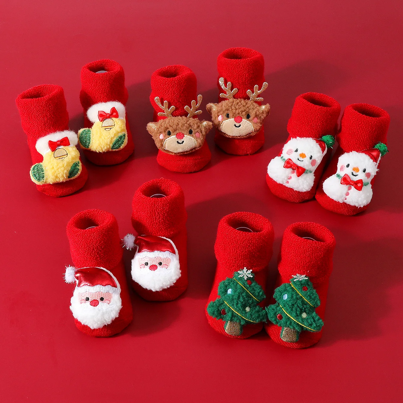 Baby Christmas Socks Autumn Winter Girls Red Cartoon Cute Baby Non-slip Santa Claus Elk Socken Fashion Kids Princess Cotton Sock