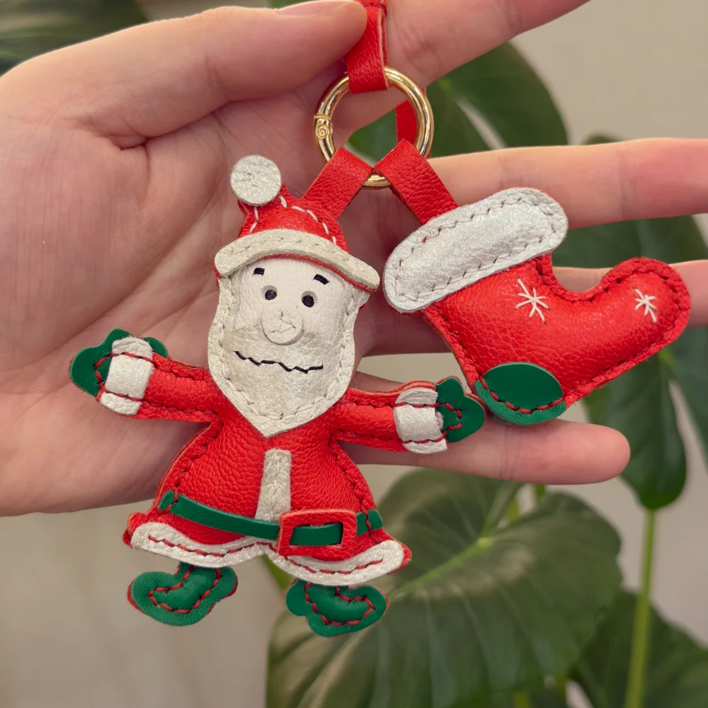 

Коровья кожа, Рождество, счастливая семья, кулон, снеговик, олень, пингвин, семейная подвесная сумка, очаровательный орнамент, сумки для благословения, аксессуары