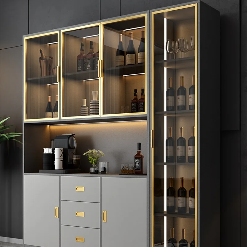 Wooden Display Wine Cabinets Luxury Storage Liquor Wall Wine Cabinets Living Room Modern Mueble Licorera Bar Furniture QF50JG