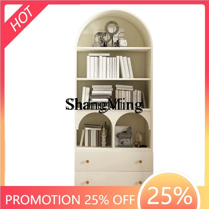 

ZYYlight luxury solid wood bookcase Floor-to-ceiling bookshelf Changhong with glass door wine cabinet