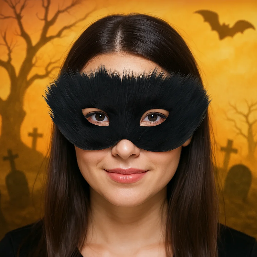 어린이 선물 만화 플러시 고양이 마스크 긴 털 할로윈 장식 할로윈 플러시 마스크 동물 눈 가면 가면극 마스크 크리스마스