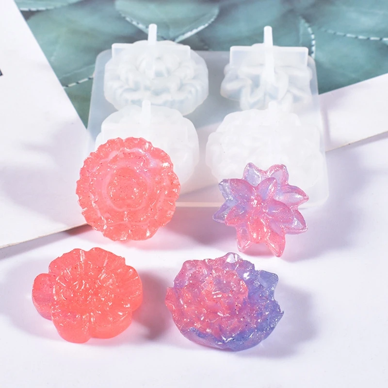 3D Mini Flowers Decoration Silicone Mold Epoxy Jewelry Plaster Mold Resin Casting Pendant Mold Suitable for Diy Crafts