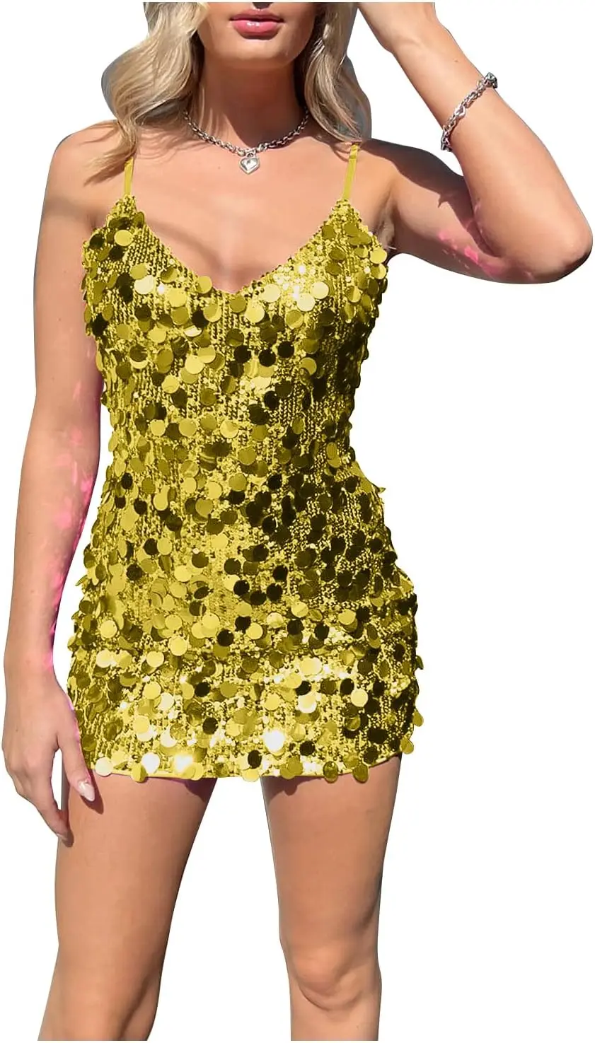 

Женские мини-платья с пайетками Блестящее платье для выпускного вечера 2026 Короткое для подростков Сексуальное коктейльное платье с v-образным вырезом Вечерние платья