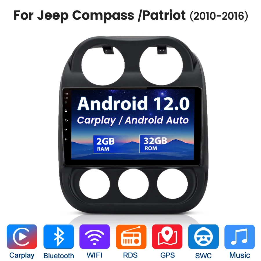 Junsun Wireless CarPlay for Apple Android Auto Autoradio for Jeep Compass Patriot 2010-2016 Car Radio Stereo Multimedia Head Uni