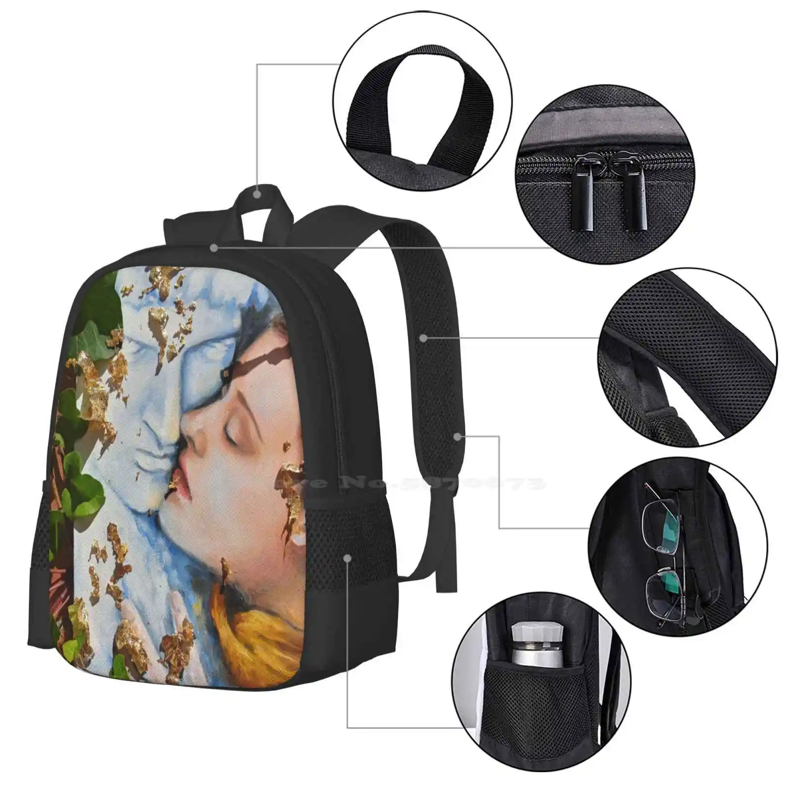 Mochilas escolares Impossible Love para niñas adolescentes, bolsas de viaje para portátiles, pintura al óleo de artista, retratos al óleo, imágenes