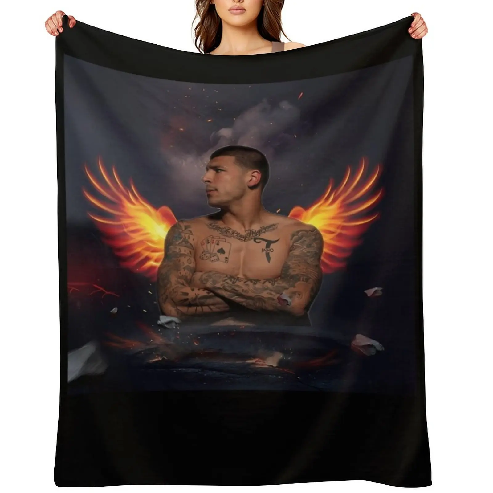 

Aaron Hernandez Throw Blanket Single for sofa Soft Plush Plaid Blankets For Bed Blankets
