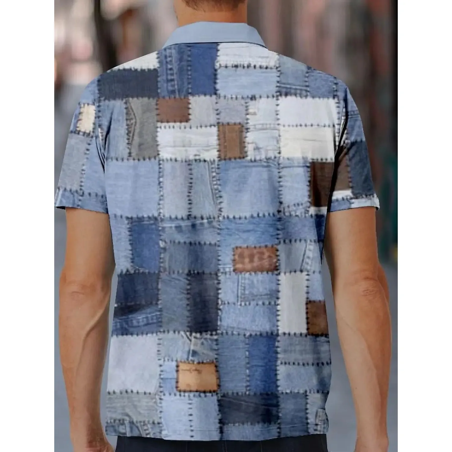 3D Printed Plaid Mens Sportswear Shirt Summer New Casual Cotton Checkered Long Sleeve Zipper Pocket Fashionable Men's Top