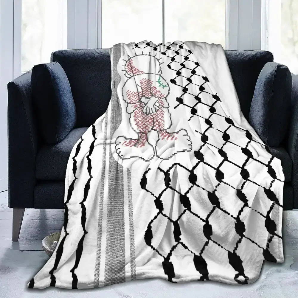 Tatreez Flannel Blanket Kufiya Keffiyeh Pattern Creative Throw Blankets for Home Hotel Sofa 125*100cm