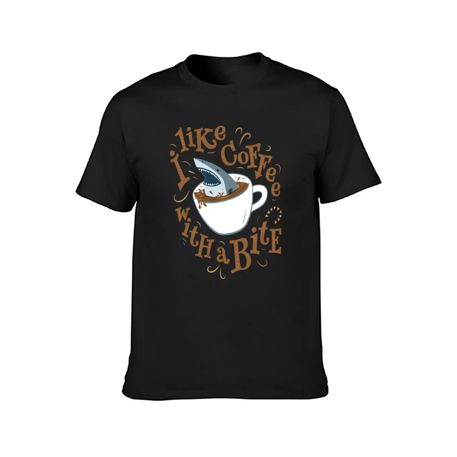 I Like Coffee with a Bite - Shark T-Shirt aesthetic clothes vintage oversizeds kawaii clothes workout shirts for men