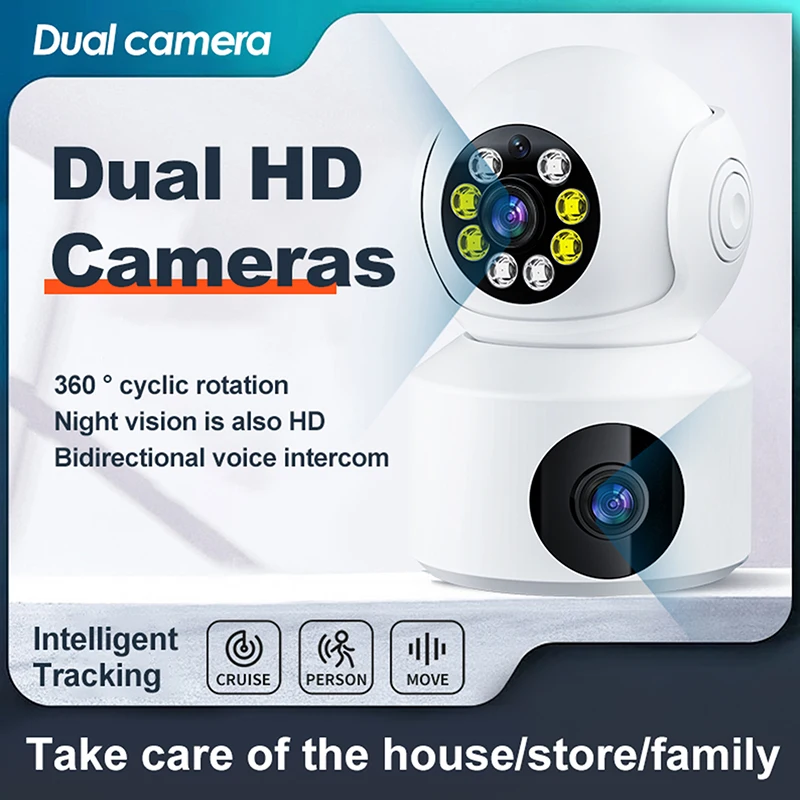 

Camera Dual Lens Dual Screen Baby Monitor Home Security Camera PTZ Auto Tracking CCTV Video Surveillance