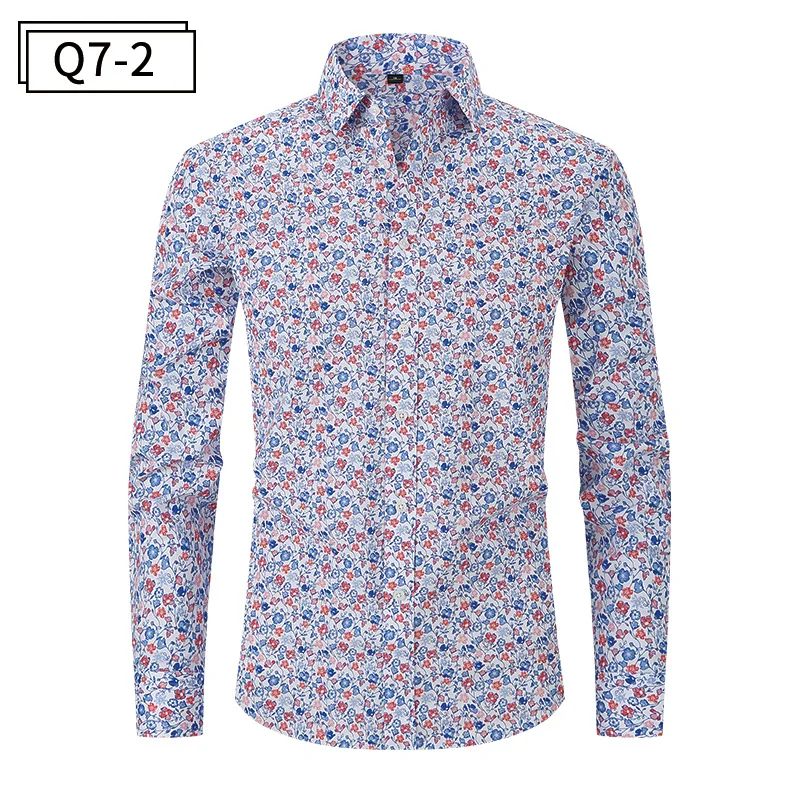 Estampada masculina Polegada Camisa, Montagem Solta, Top Americano, Floral, High-End, Negócios, Verão, X183Size