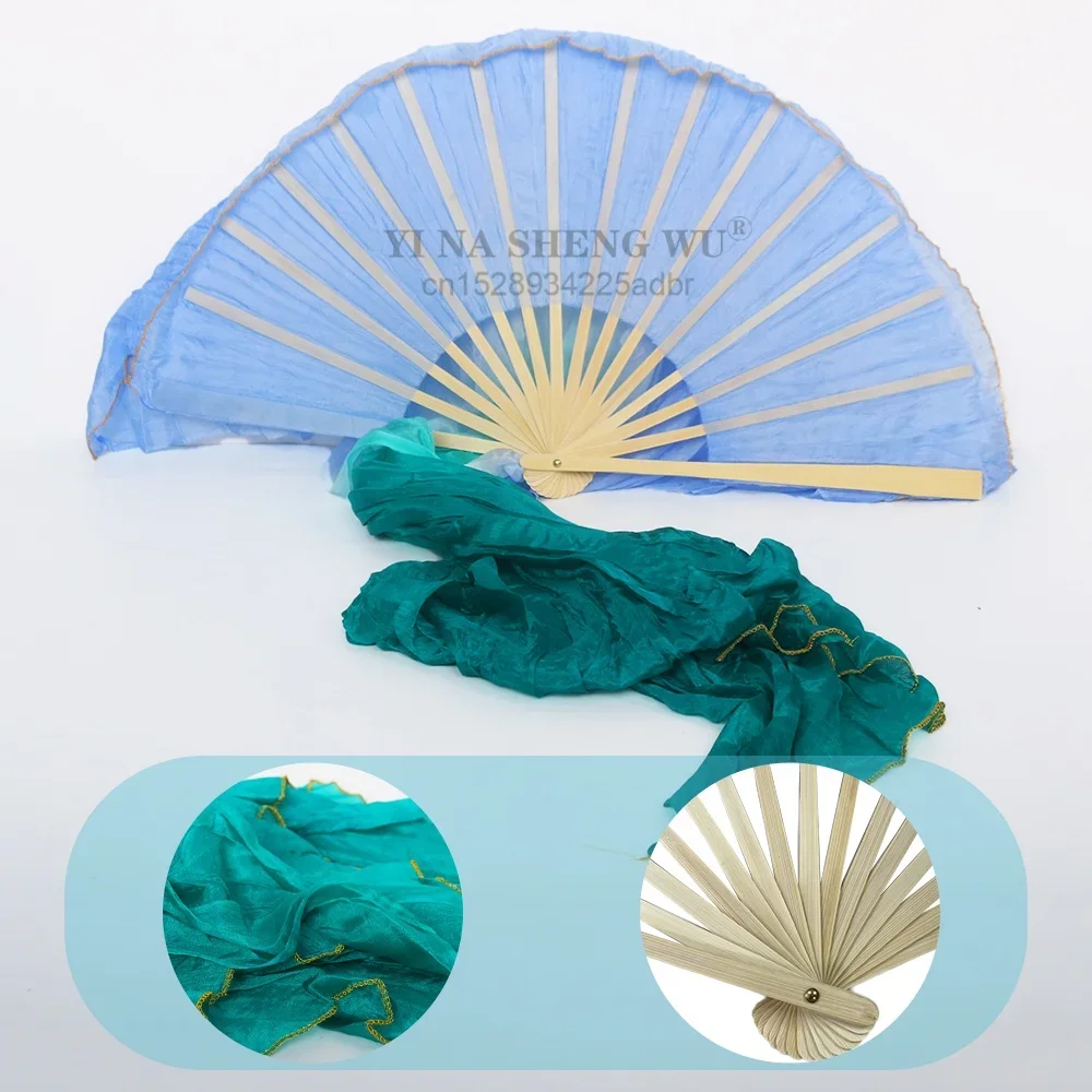 مراوح الحرير المتدرجة صبغ اليد فلوي النعناع الأخضر الرقص الشرقي الدعائم عرض مسرحي مراوح الإكسسوارات لممارسة البطن واستخدام المنافسة #2