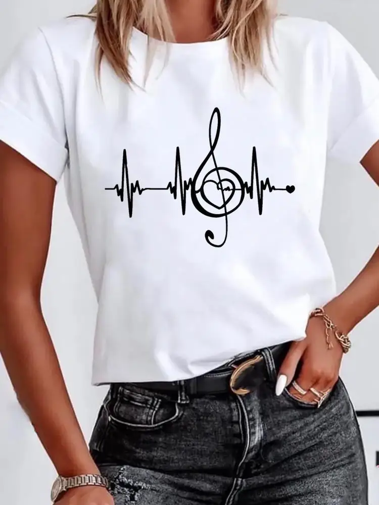 

Music Trend Love 90s Short Sleeve Summer Kawaii Clothes Women Clothing Print T Shirt Fashion Graphic T-shirt Basic Tee Top