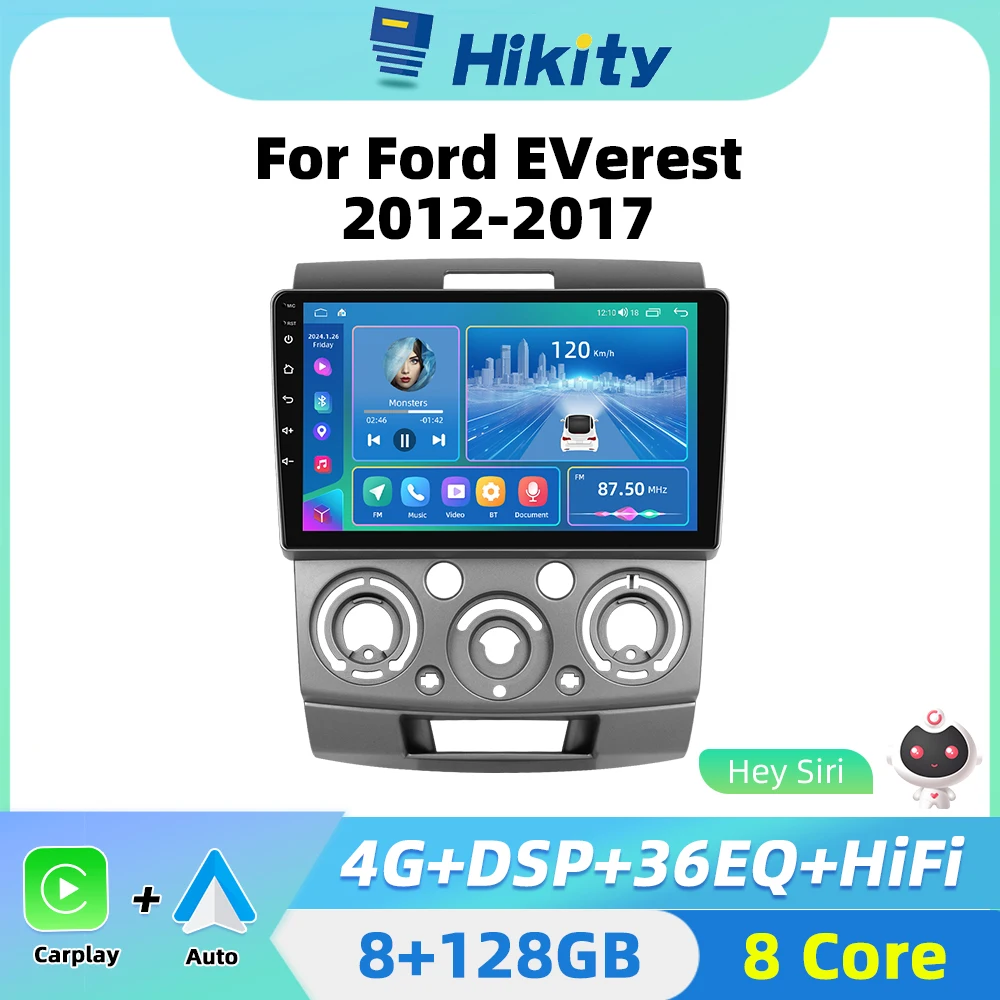 Hikity 8G+128G Android Car radio CarPlay For Ford Everest Ranger Mazda BT50 BT-50 2006-2010 GPS Stereo 2din autoradio Head Unit