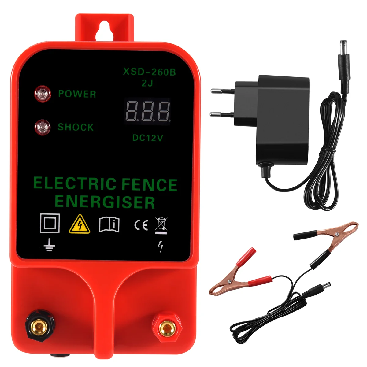 10KM Electric Fence Livestock High Voltage Pulse Controller High-Decibel Waterproof LCD Display EU Plug