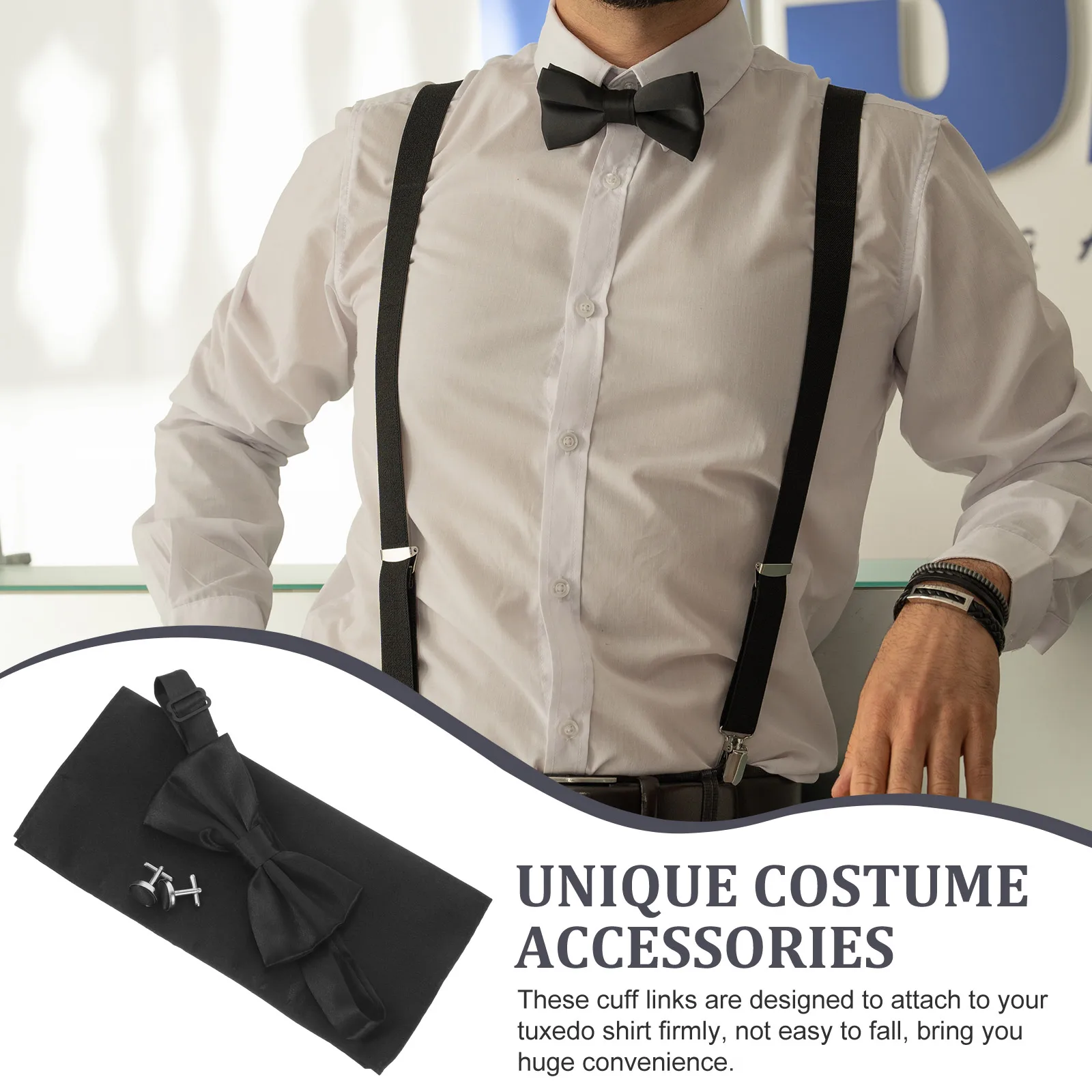 

1 set 1 Set Mens Cufflinks Satin Handkerchief Bow Tie Groom Tuxedo Accessories Formal Business Wear Shirt Cufflinks Suit Buttons