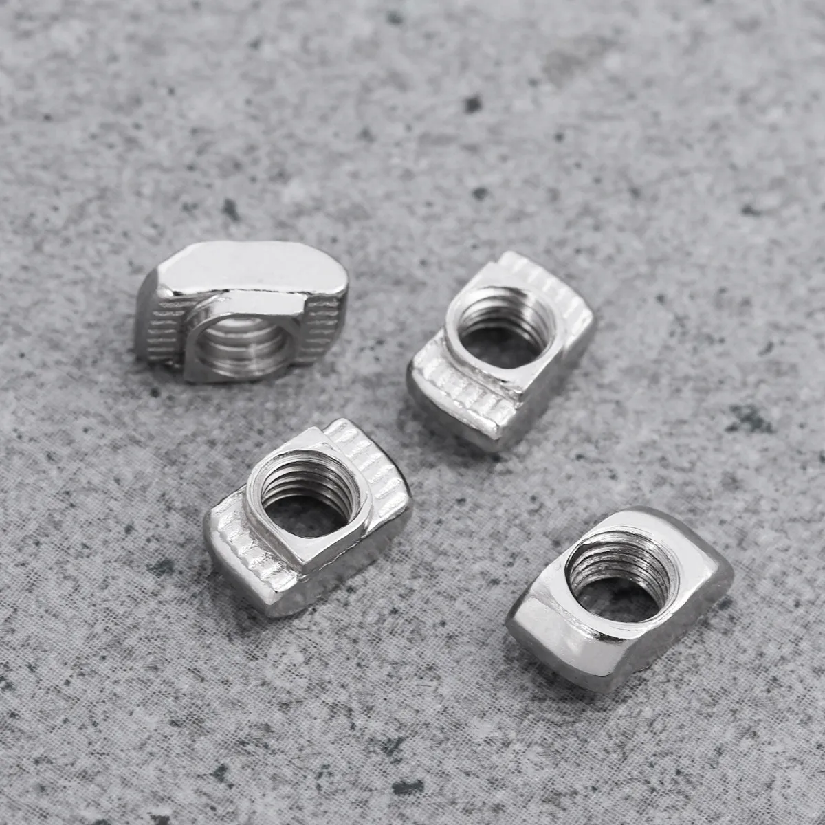 100Pcs Aluminum Profile T-Nut M4x10x6 for 20x20mm T-Slot Extrusion Nickel Plated Carbon Steel Self Locking Hammer Nut Fastening
