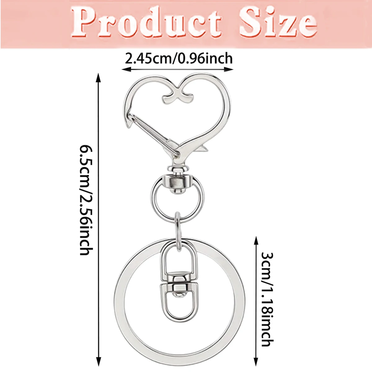 5/15/30Pcs Heart Shaped Swivel Snap Hooks Metal Lobster Clasp Keychain Flat Key Ring for Lanyard Charms Jewelry DIY Crafts Gift image 2