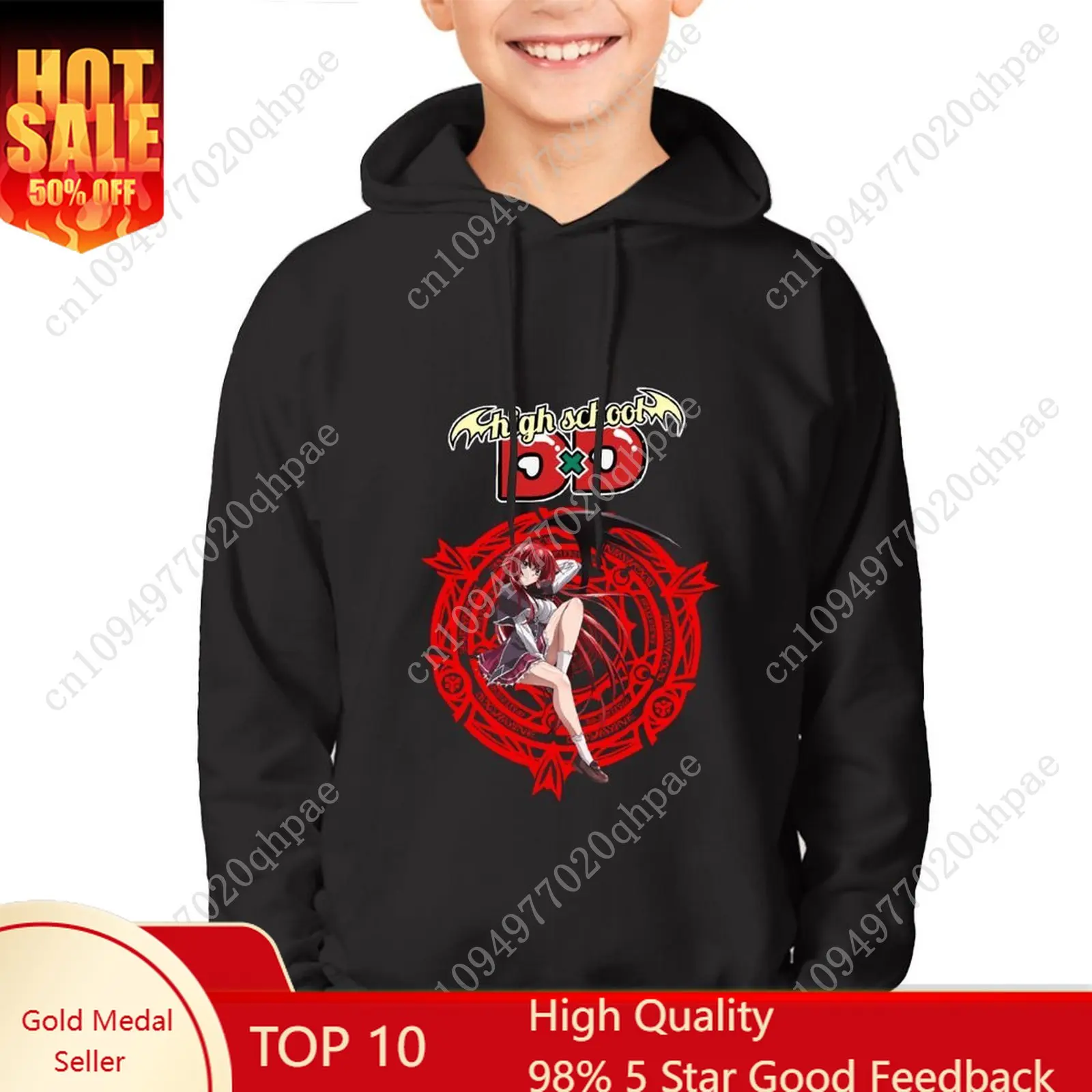 

High School DxD Hoodie Boys Girls Childs Cotton High Quality Sweatshirt Lightweight Comfortable Custom Made Spring Autumn Tops