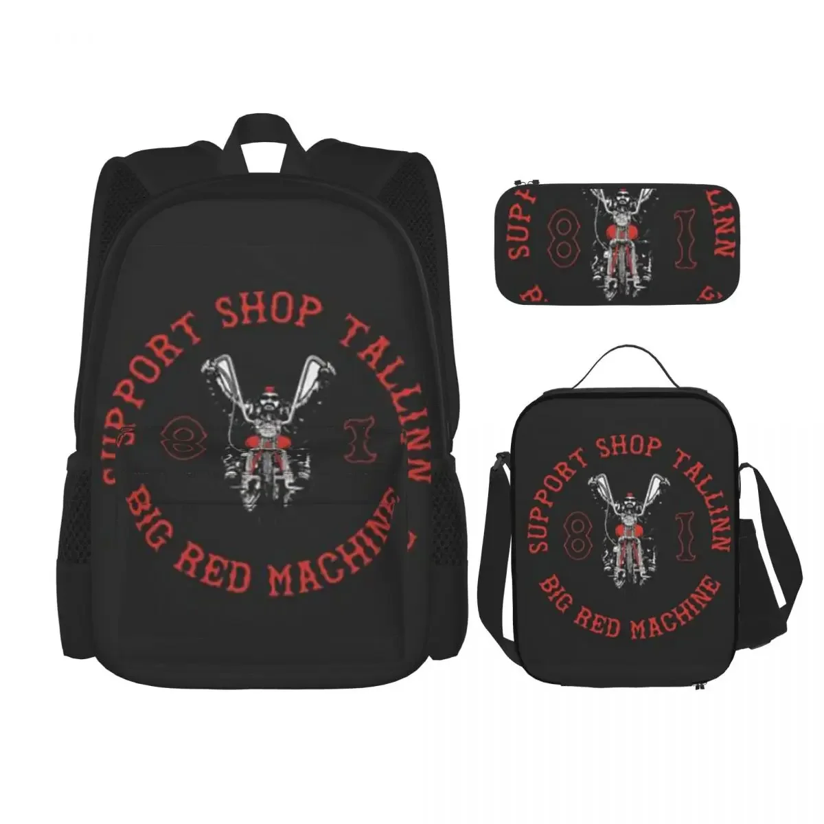 

Hells Angels Support 81 Motorcycle Club Brotherhood Backpacks Bookbag School Bags Rucksack Lunch Bag Pen Bag Three-Piece Set