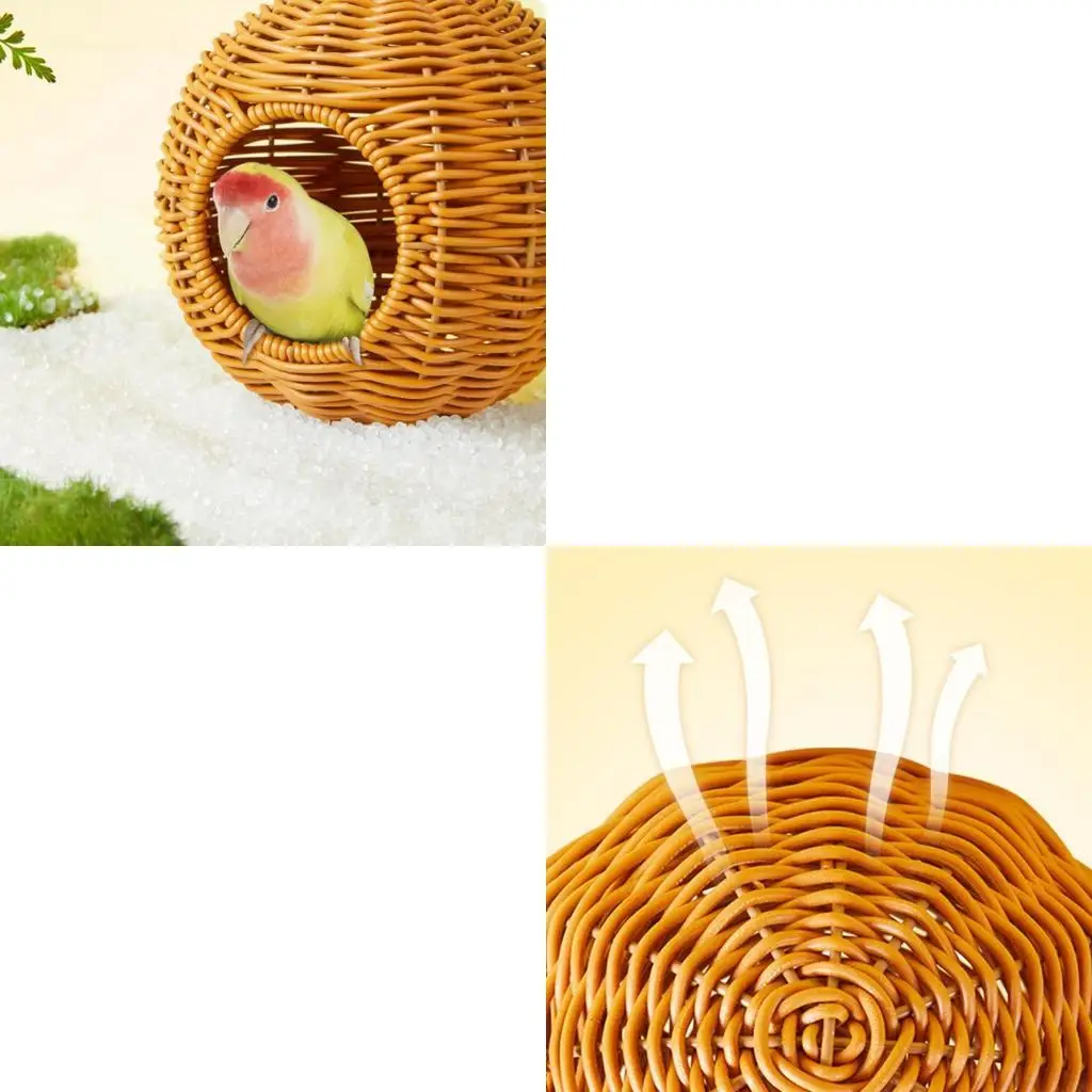 Faux Rattan Bird Nest For Pet Parrots Easy to Clean Decorative Cage Accessories C7AC