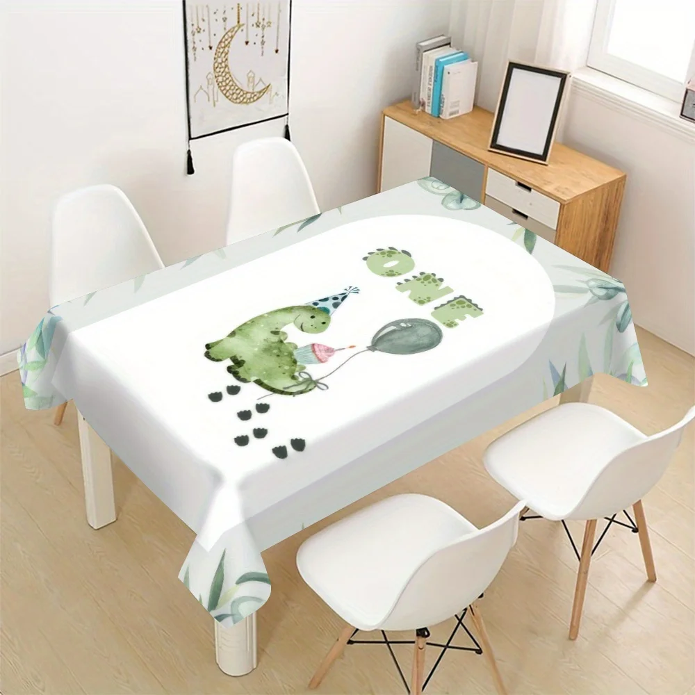 Cute Watercolor Baby Footprints Tablecloth Spillproof Dining Table Cover for Nursery Kids Party Decor