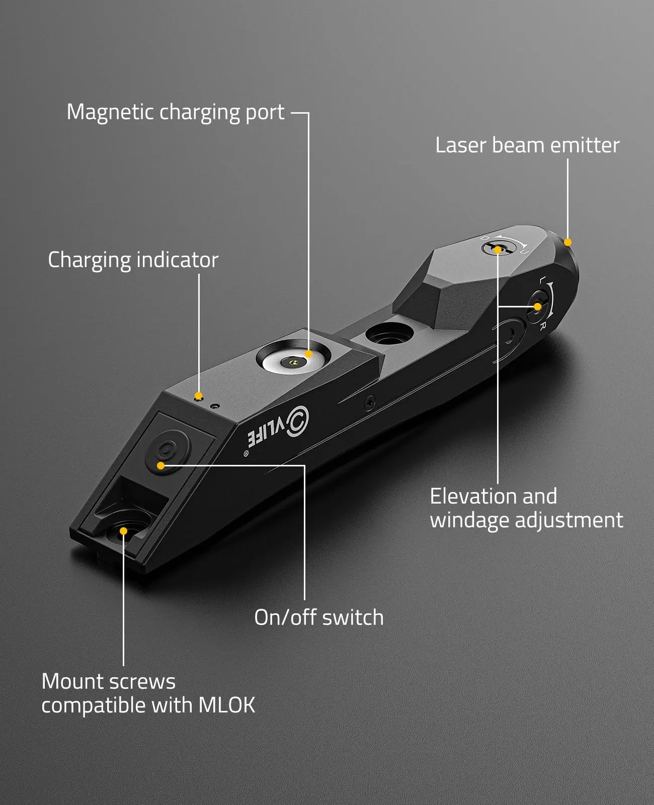 بندقية CVLIFE بالليزر الأخضر متوافقة مع مشاهد M-Lok وPicatinny Rail التكتيكية مع مغناطيسي قابل لإعادة الشحن للصيد