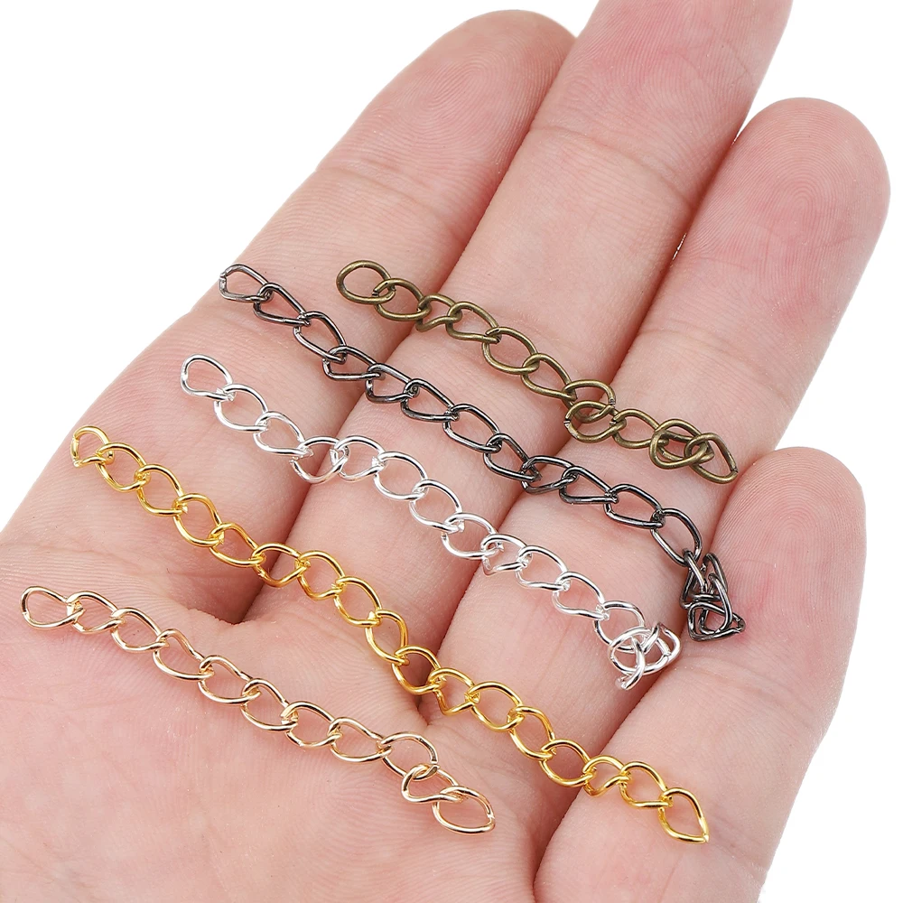 100pcs 50mm 70mm Length Extension Chain for Necklace Bracelet Extended Chains DIY Jewelry Making Tassel Component Bulk Wholesale