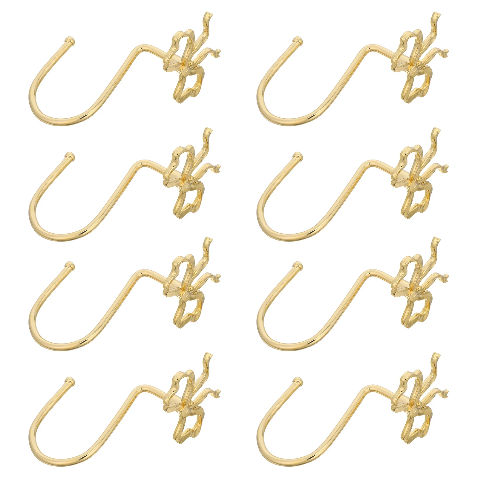

12pcs Butterfly Bow Shower Curtain Hooks Elegant Zinc Alloy Decorative Rings Heavy Duty Bathroom Curtain Hangers - Gold Bow
