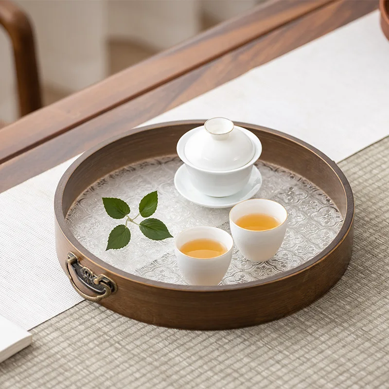 Kitchen, creative, flower Haitang-Acrylic bamboo tea tray, fruit pastry handle, minimalist, home, hotel,