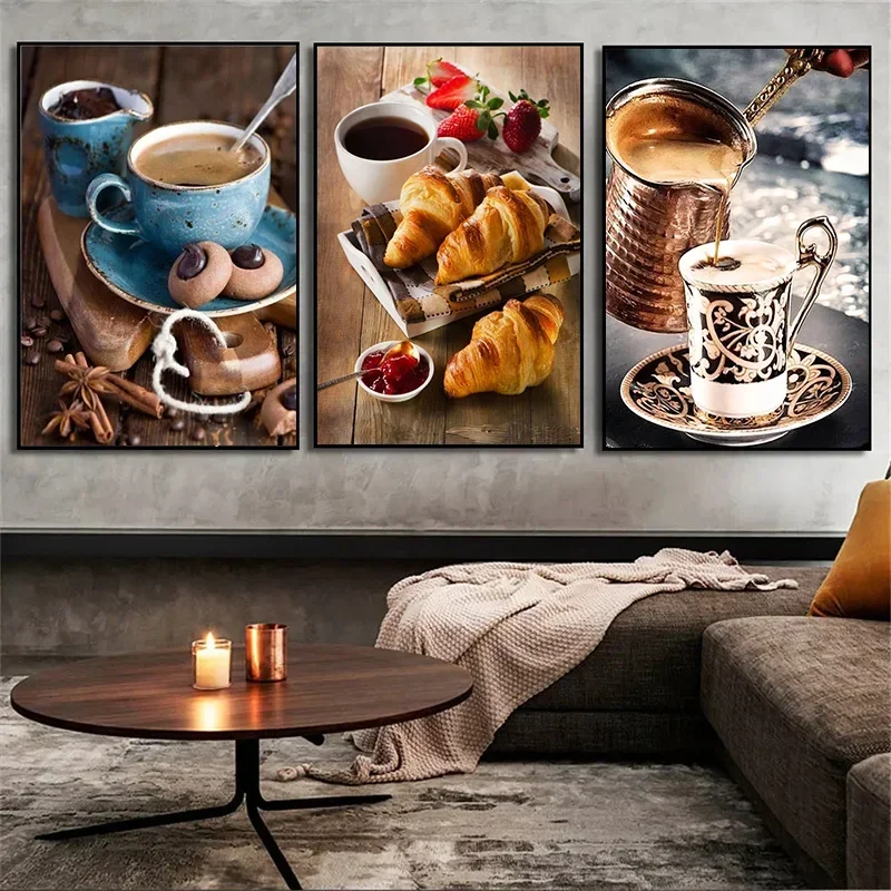 No Framed Printing Picture Modern Bread Coffee Canvas Paintings And Prints Hd Pictures Wall Art For Living Room Home Kitchen