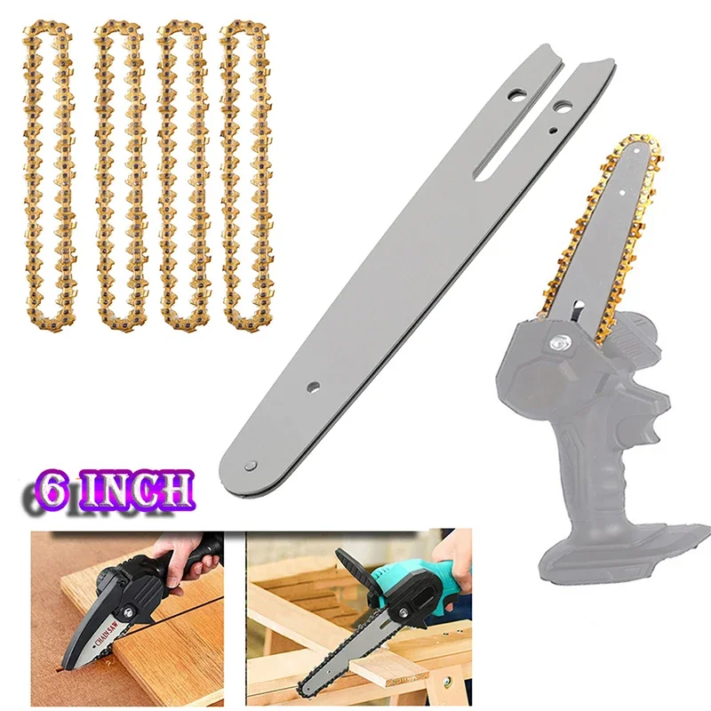 6 Inch Mini Chainsaw Chain with Bar Guide 1/4\